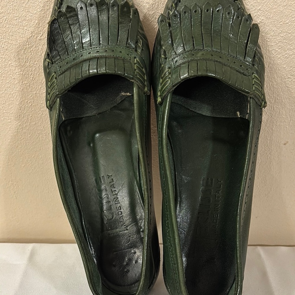 ECLISSE MADE IN ITALY Green Leather Loafers